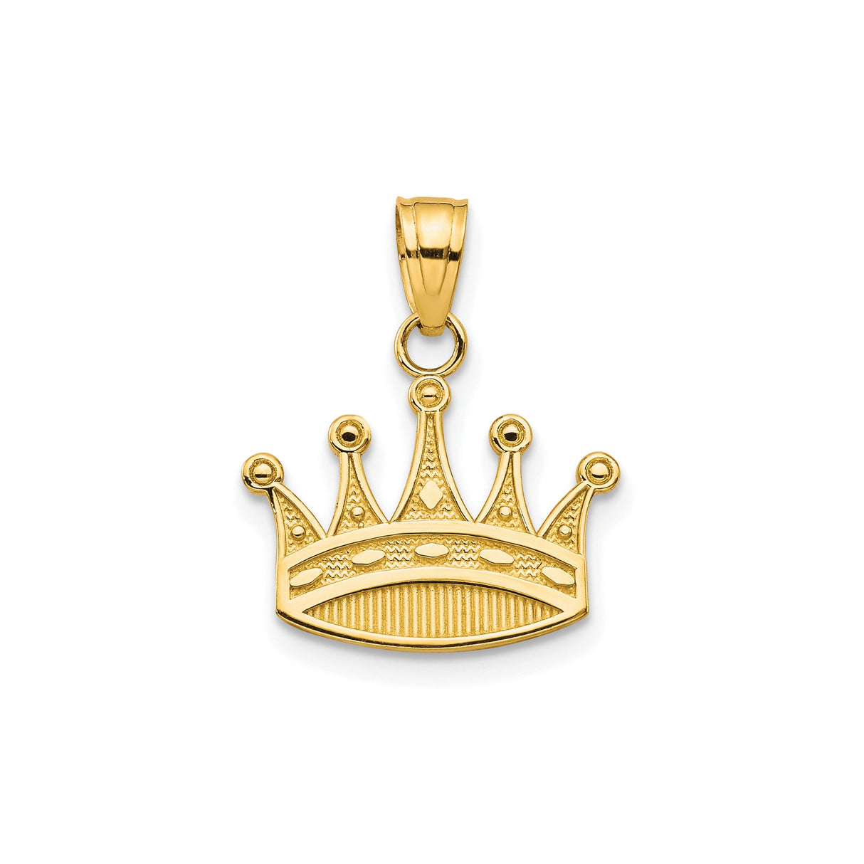 10k Yellow Gold Crown Pendant, Regal Symbolic Charm, Hip Hop Style for Men and Women