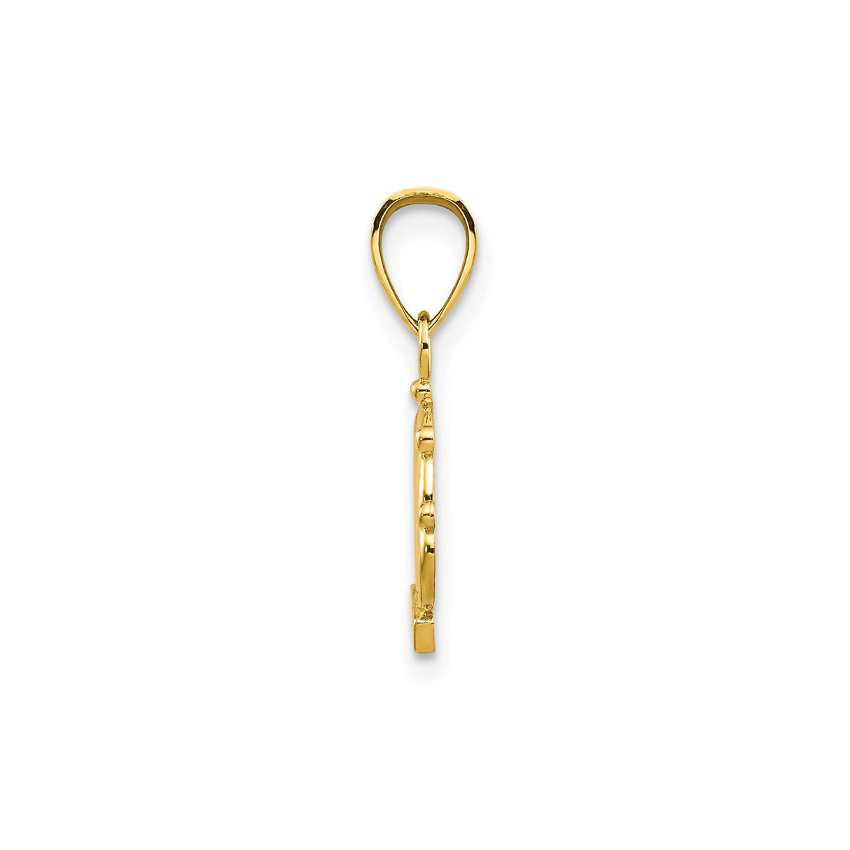 10k Yellow Gold Crown Pendant with Open Design and Beaded Detail, Symbol of Royalty and Confidence