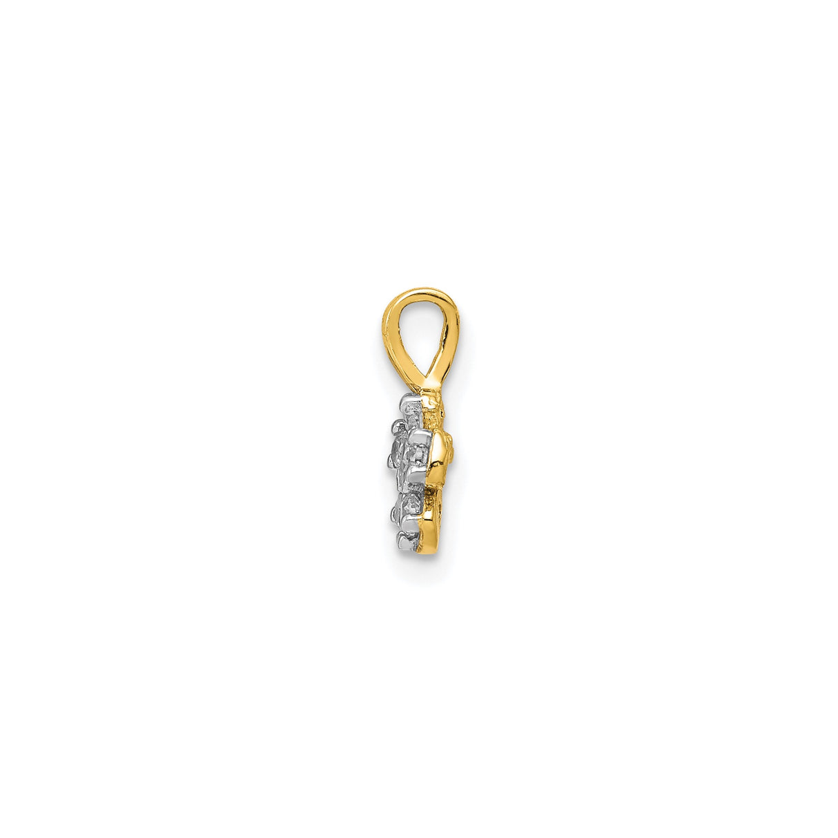 10k Yellow Gold Pendant with Cubic Zirconia, Flower Cluster Design for Women