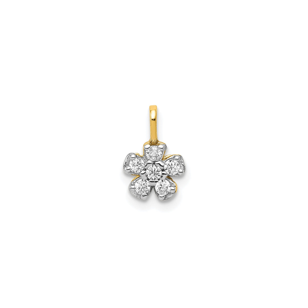 10k Yellow Gold Pendant with Cubic Zirconia, Flower Cluster Design for Women