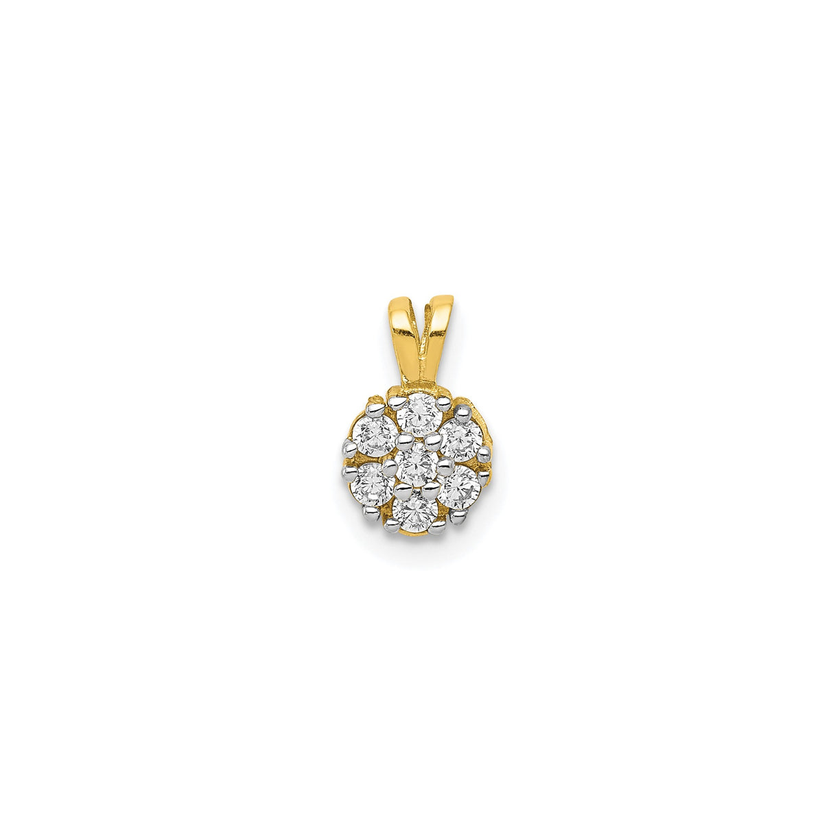 10k Yellow Gold Pendant with Cubic Zirconia in Floral Cluster Design for Women