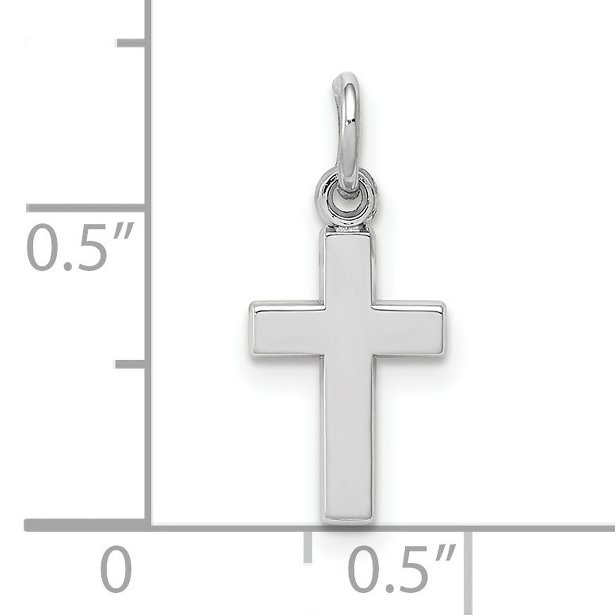 10k White Gold Cross Pendant, Minimalist Unisex Religious Jewelry with Sleek Design