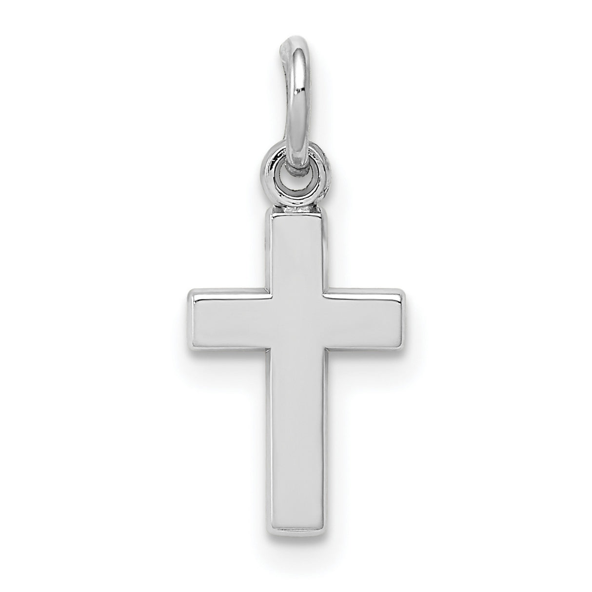 10k White Gold Cross Pendant, Minimalist Unisex Religious Jewelry with Sleek Design
