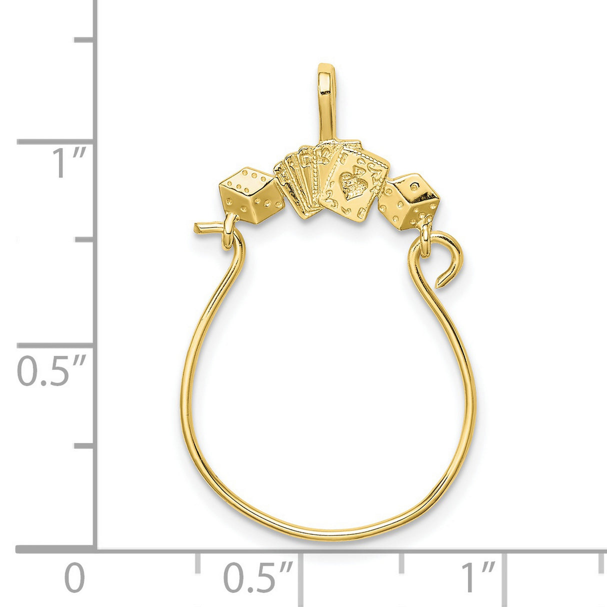 10k Yellow Gold Pendant with Playing Cards and Dice, Gambling Theme Charm for Necklace or Bracelet