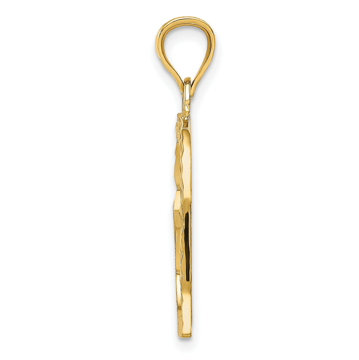 10k Yellow Gold Heart Pendant with Diamond Cut Design, Textured Open Heart Charm