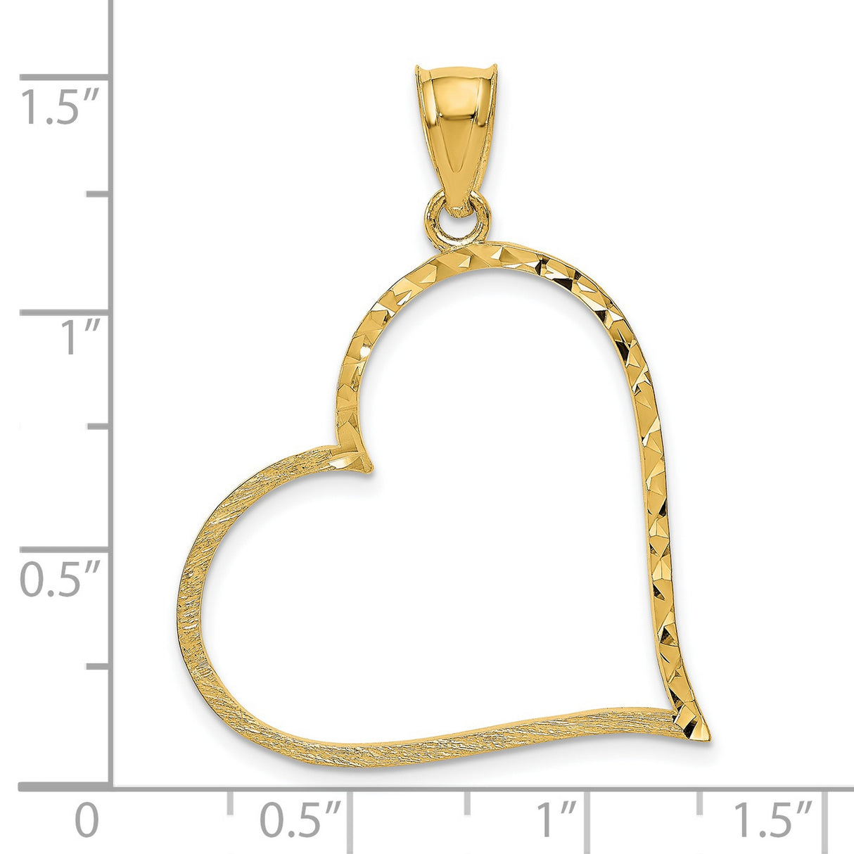 10k Yellow Gold Open Heart Pendant, Textured Diamond Cut Minimalist Jewelry for Women