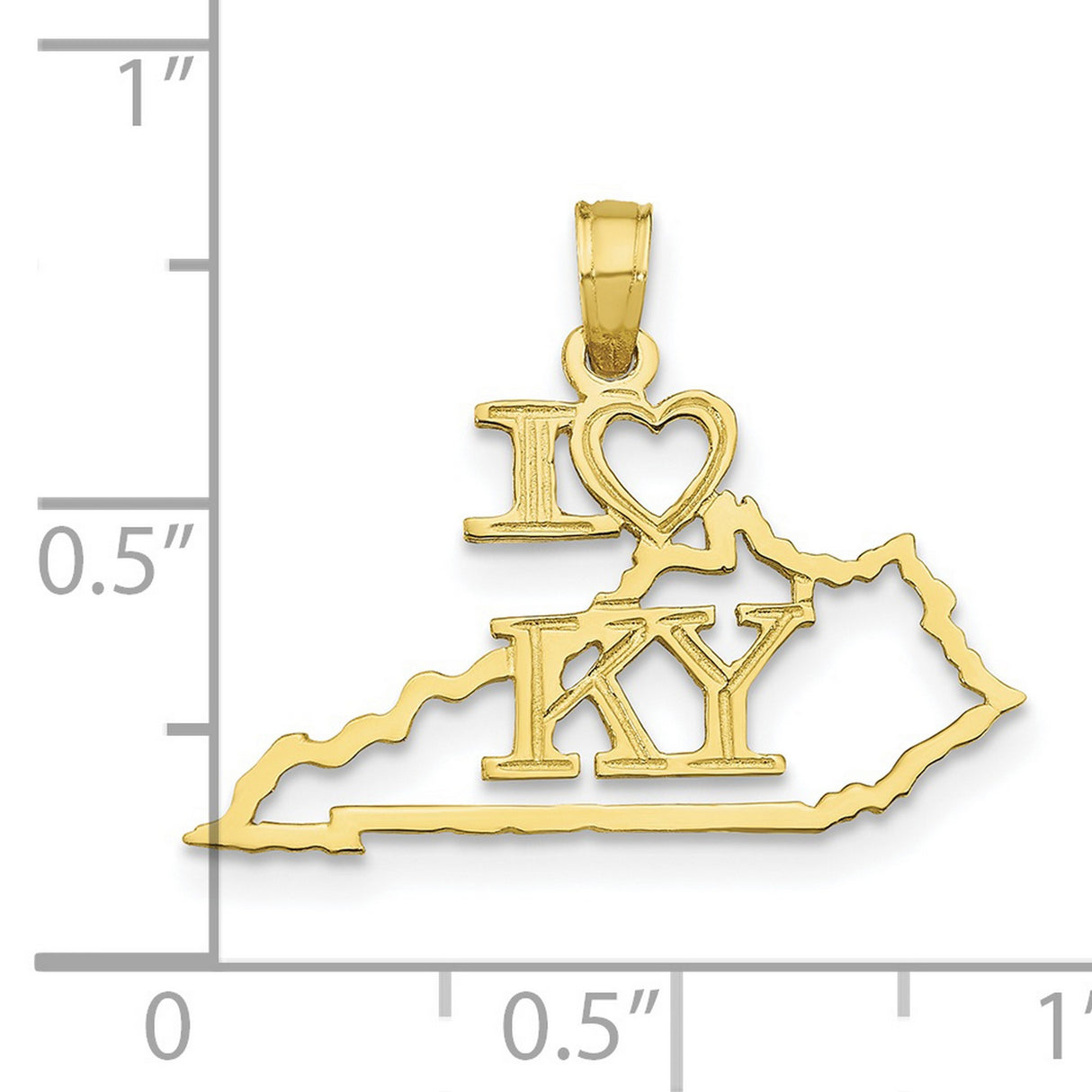 10k Yellow Gold Kentucky State Pendant, I Love KY Map Charm, Southern Pride Jewelry