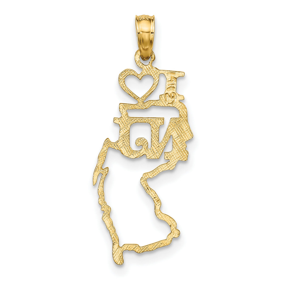 10k Yellow Gold New Jersey Pendant with State Outline Map Charm, Unisex Jersey Pride Jewelry