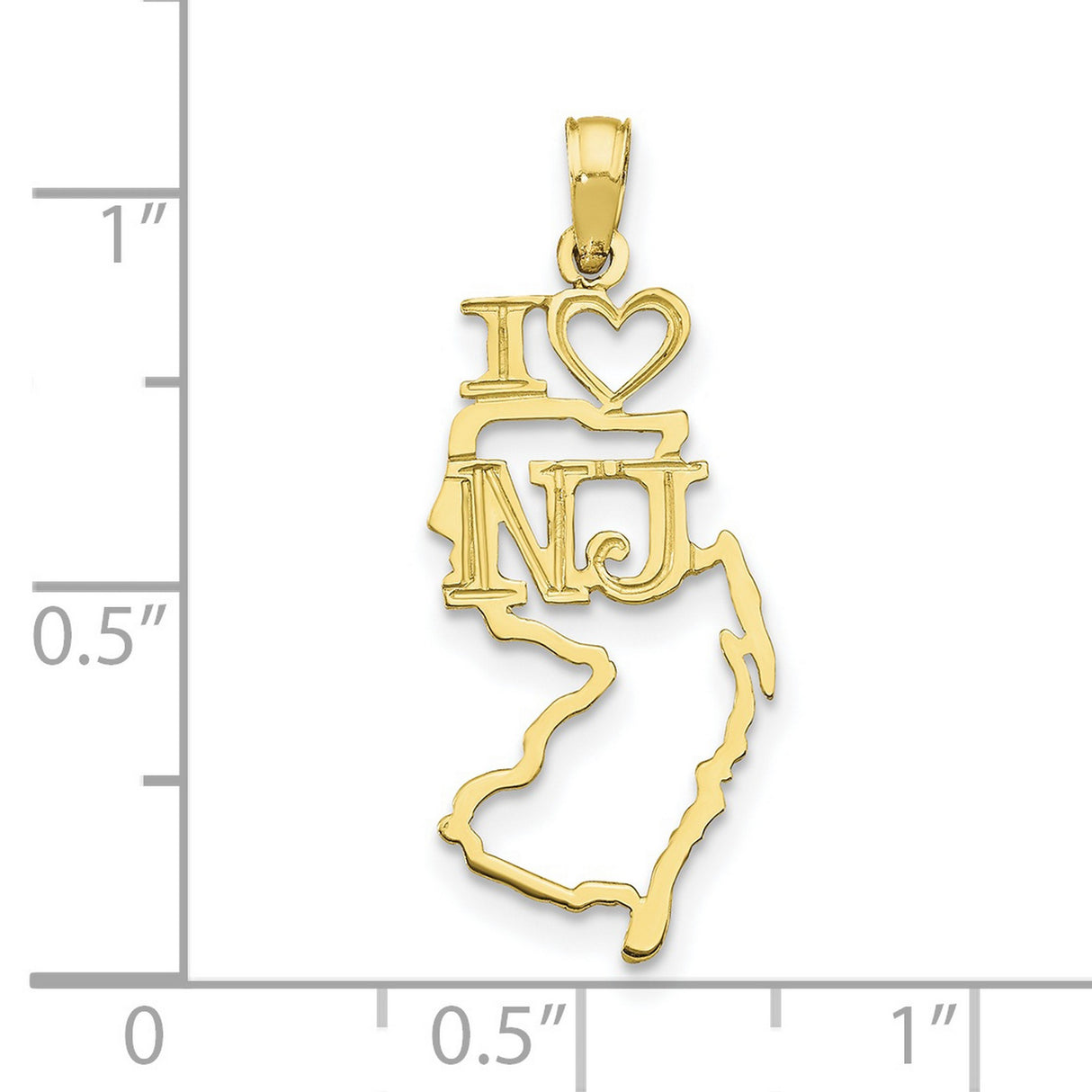 10k Yellow Gold New Jersey Pendant with State Outline Map Charm, Unisex Jersey Pride Jewelry