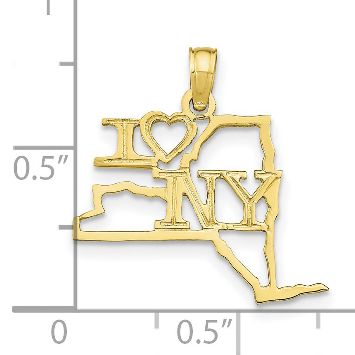 10k Yellow Gold New York State Pendant with I Love NY Heart Design, Unisex Charm
