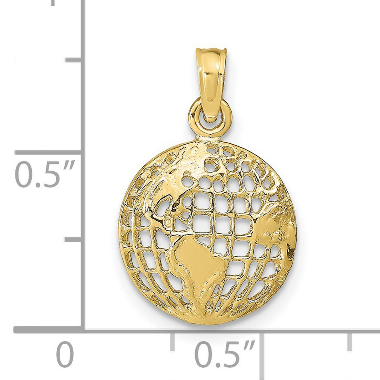 10k Yellow Gold Globe Pendant with Cutout World Map Design, Unisex Travel Charm