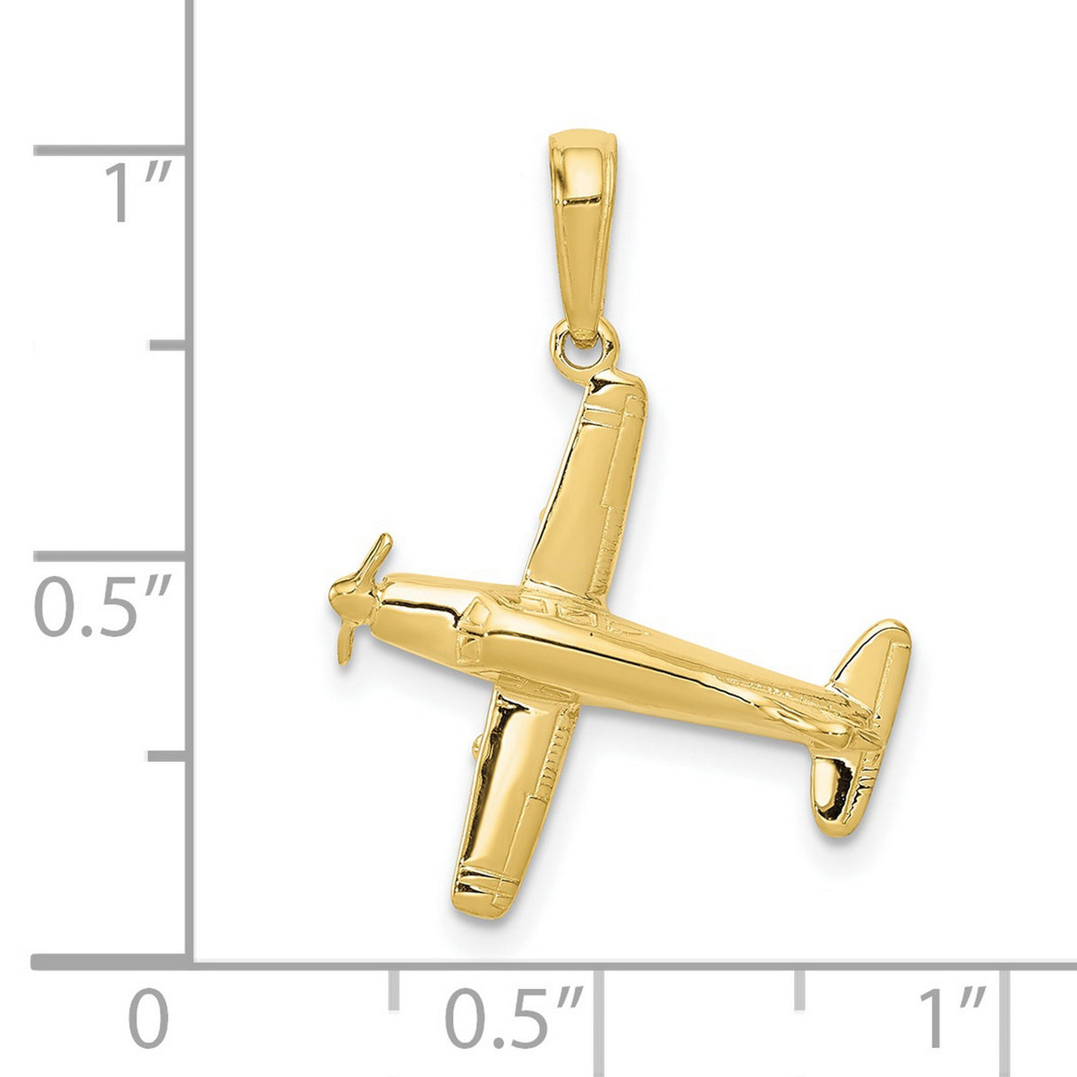 10k Yellow Gold Airplane Pendant, Single Propeller Aircraft Design, Aviation Charm for Men and Women