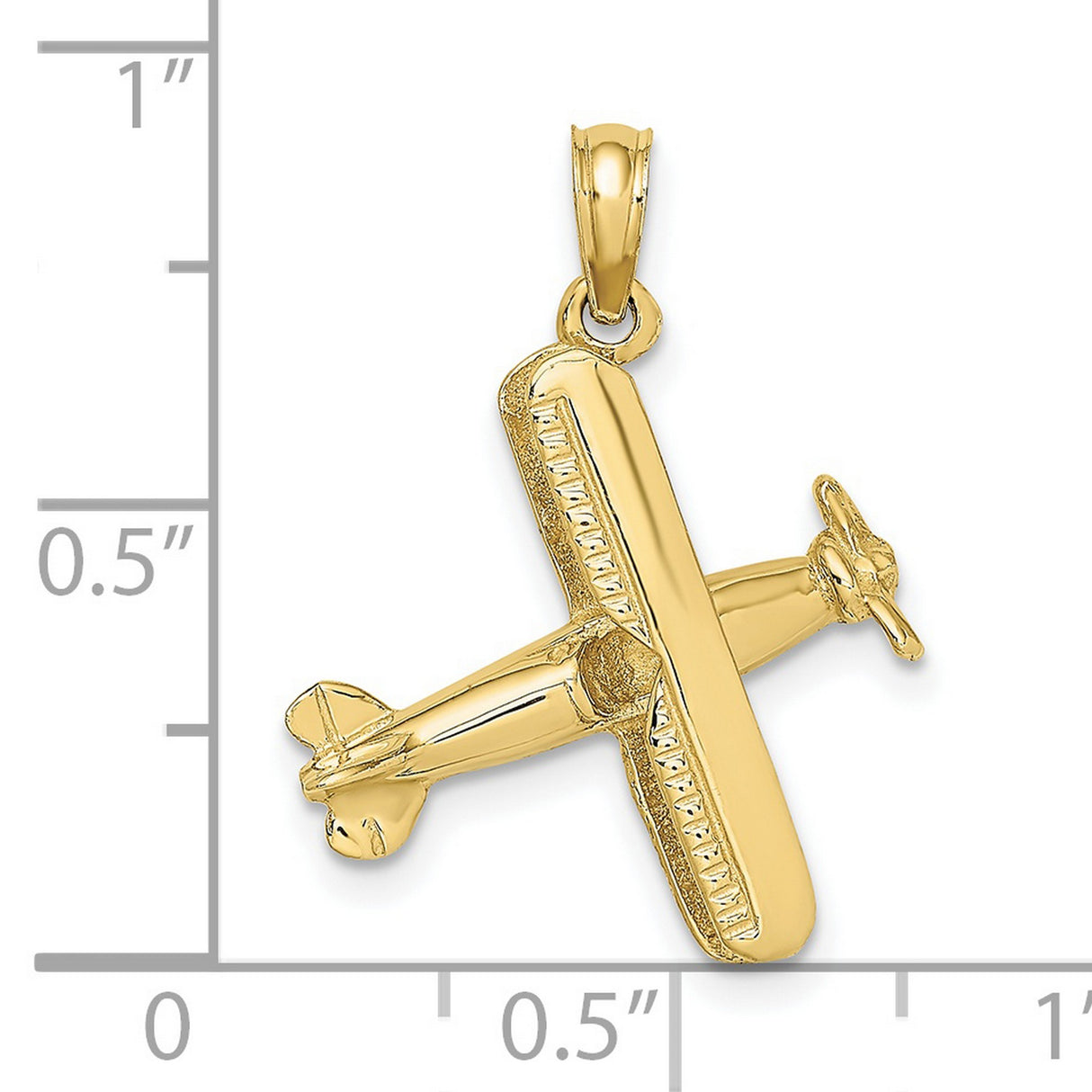 10k Yellow Gold Biplane Pendant, Vintage Airplane Charm, Aviation Theme Jewelry for Men and Pilots