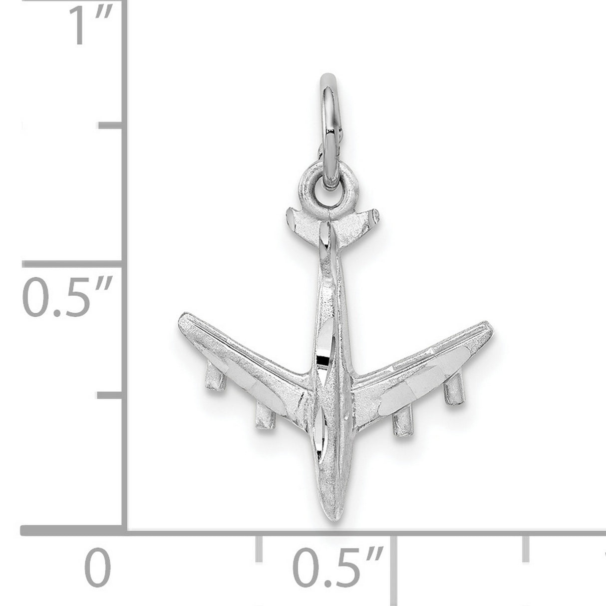 10k White Gold Airplane Pendant Charm with Detailed Jet Design, Travel-Inspired Jewelry