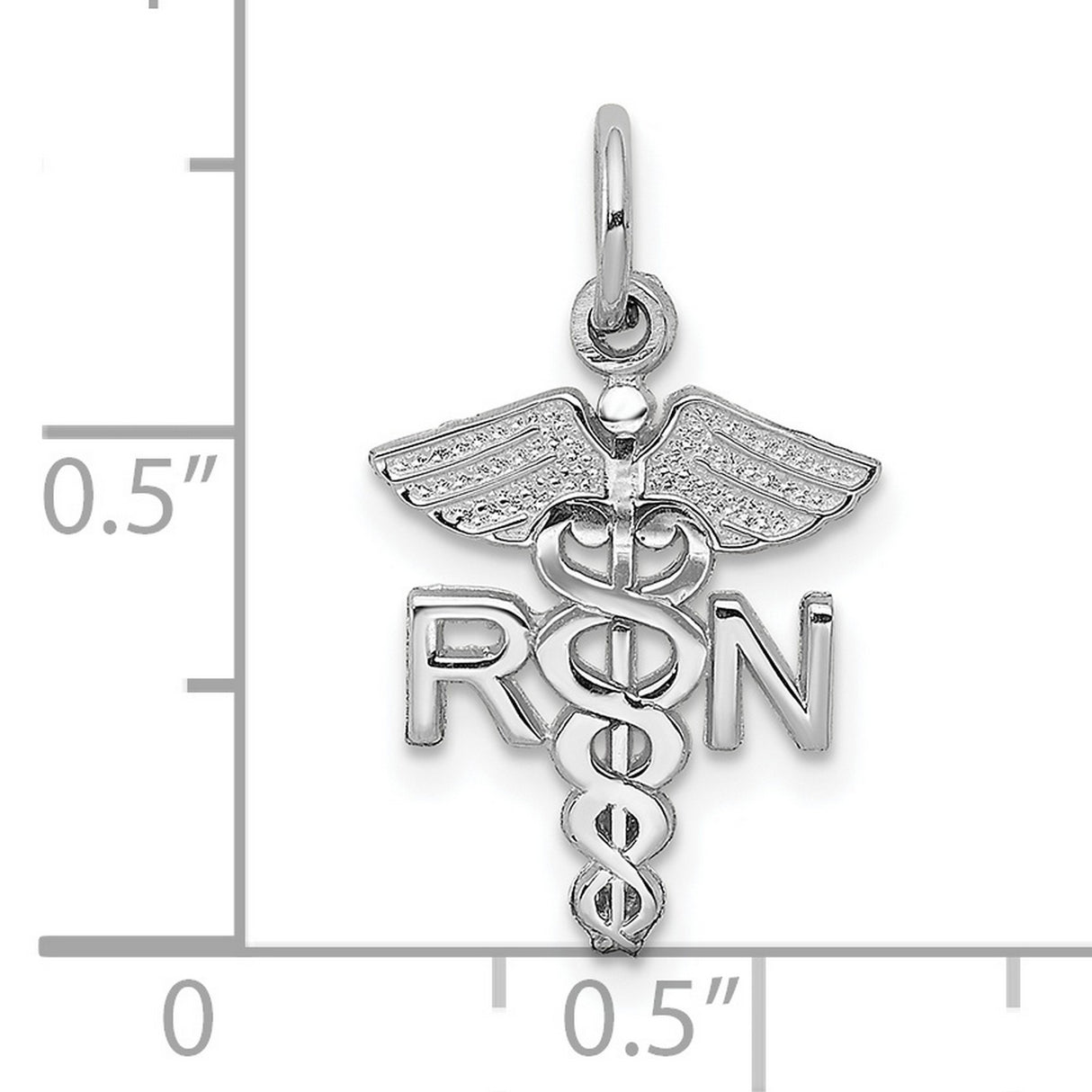 RN Charm Pendant in Real 10k White Gold