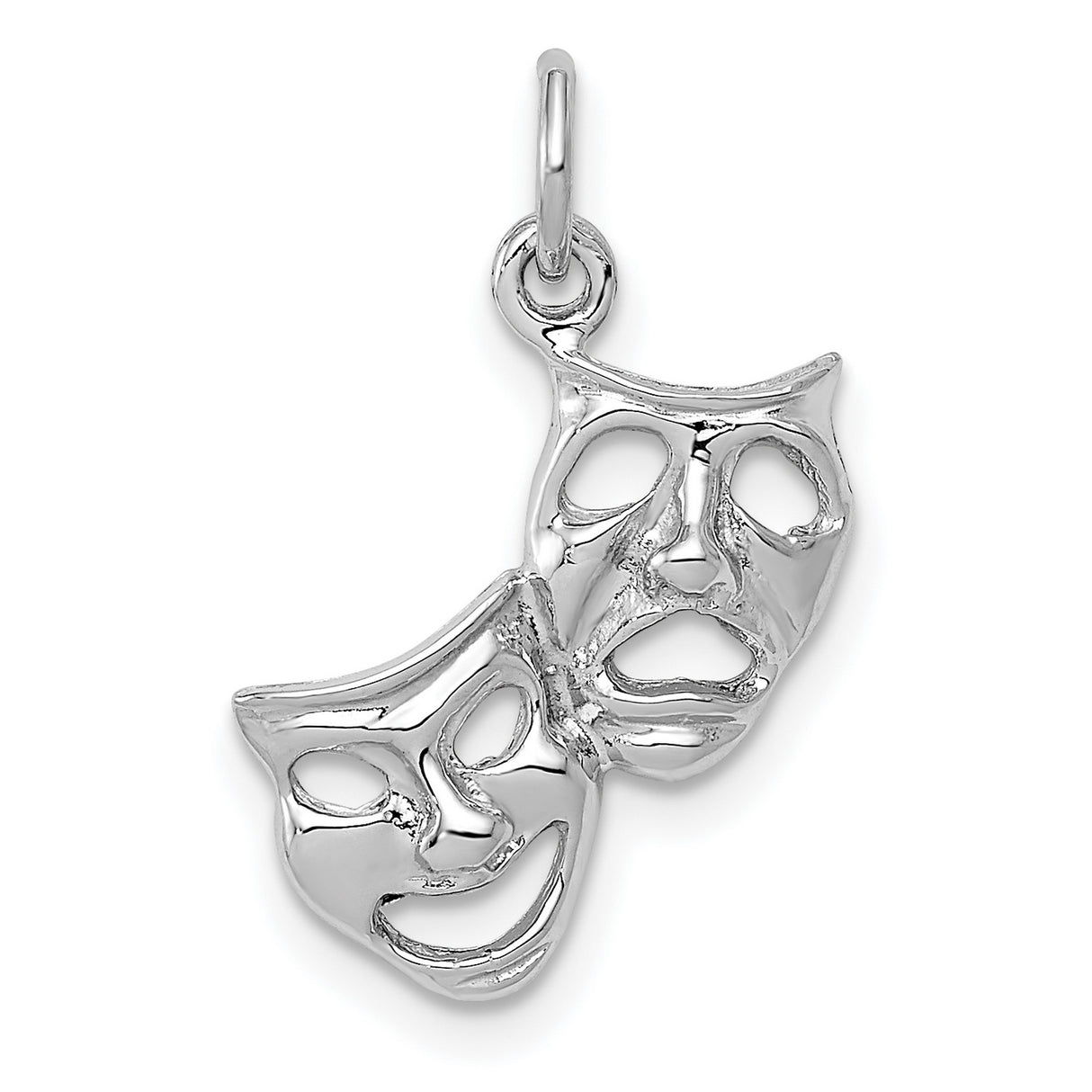 10k White Gold Theater Mask Pendant with Comedy and Tragedy Faces, Unisex Artistic Jewelry