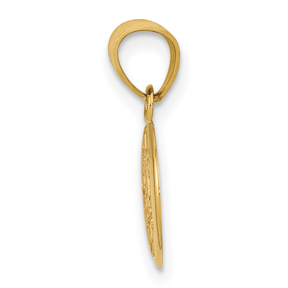 10k Yellow Gold Moon and Stars Pendant with Crescent Face and Star Cutout Medallion Design