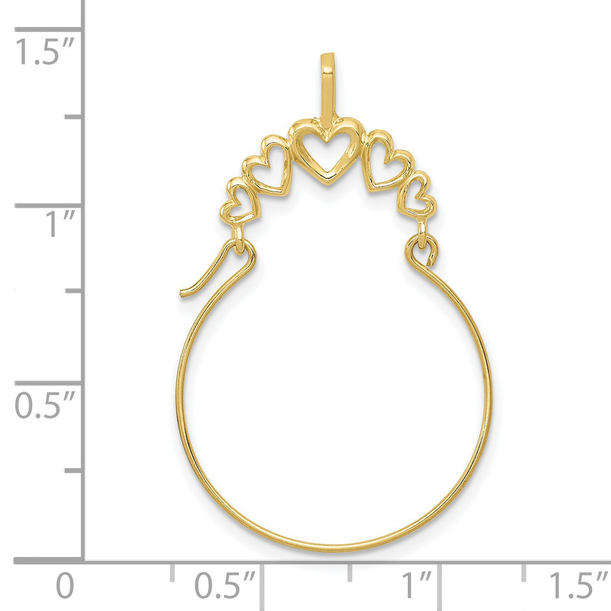 10k Yellow Gold Hoop Earrings with Five Dangle Open Heart Charms, Romantic Lightweight Design