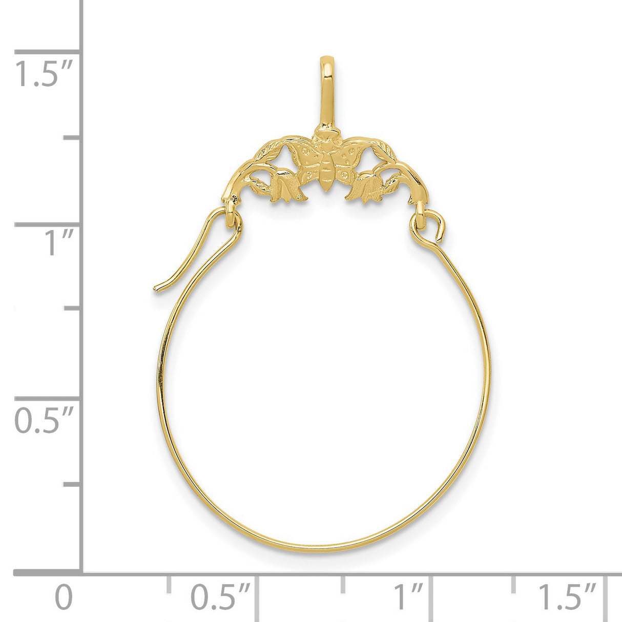 10k Yellow Gold Hoop Earrings with Butterfly and Flower Motif, Nature-Inspired Design for Women