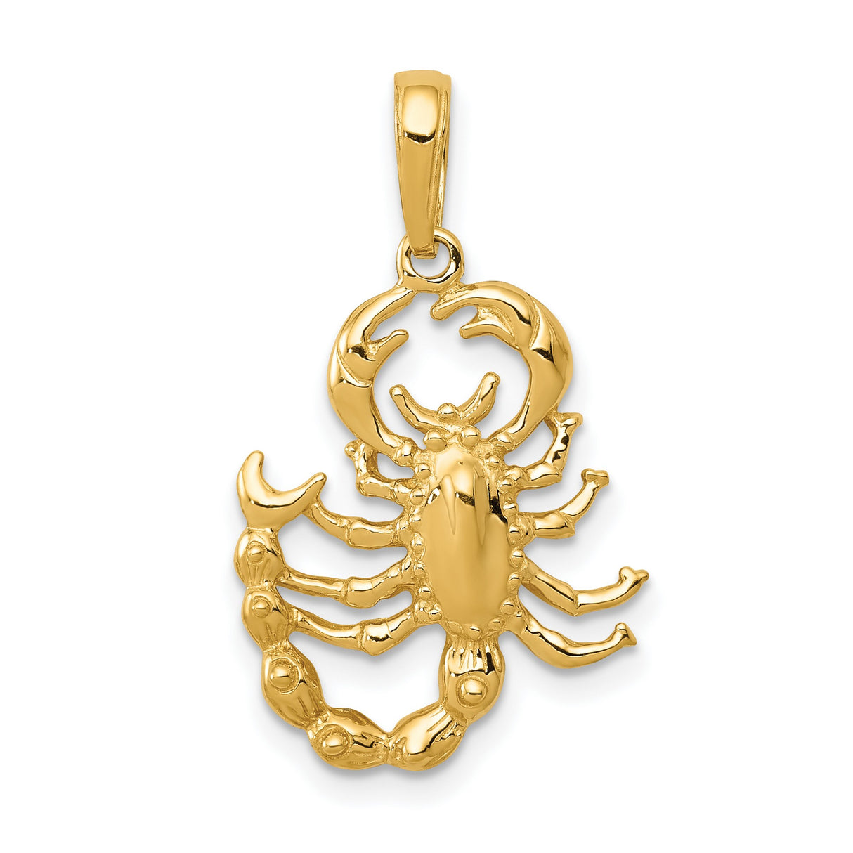 10k Yellow Gold Scorpion Pendant, Detailed Scorpio Zodiac Charm for Men or Unisex Wear