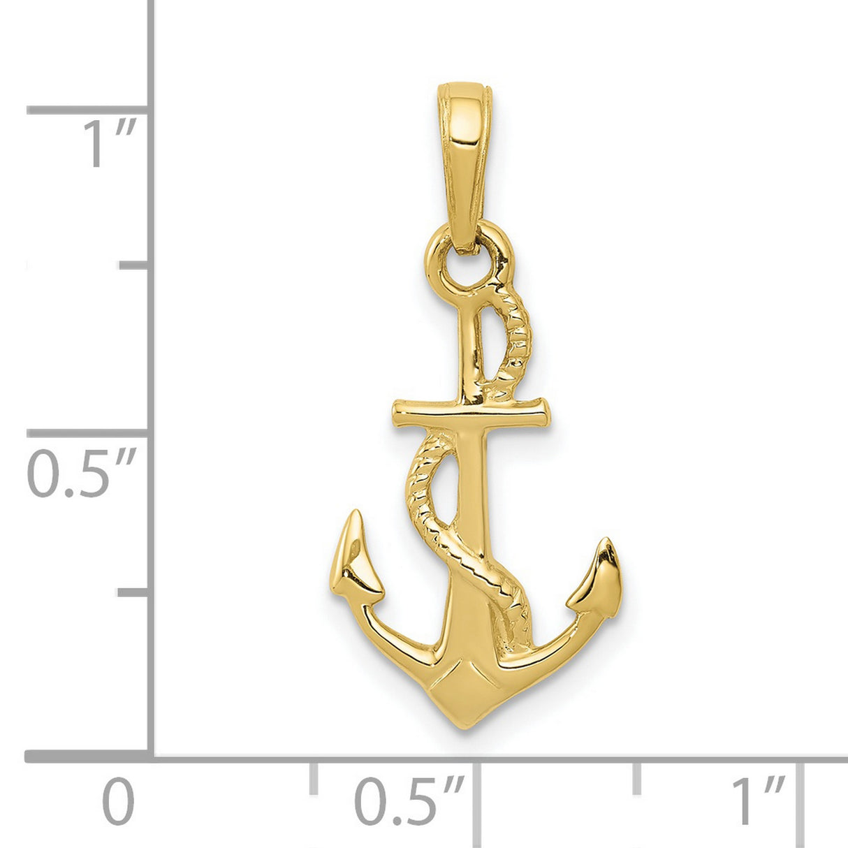 10k Yellow Gold Anchor Pendant with Rope Design, Nautical Christian Charm