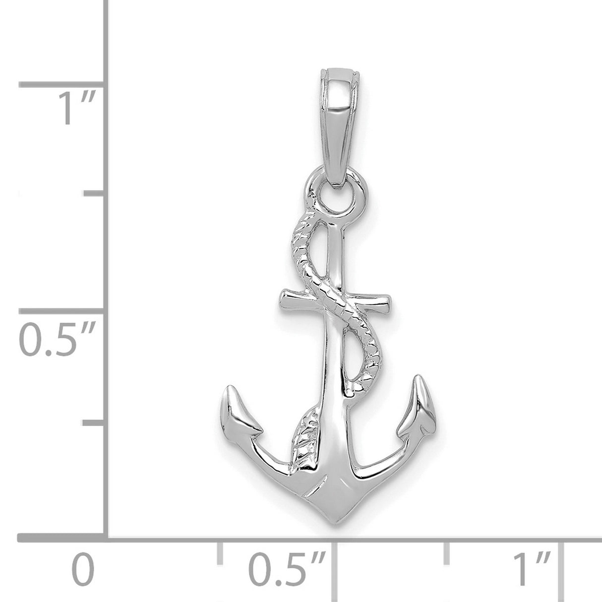 10k White Gold Anchor Pendant with Coiled Rope Design, Nautical and Faith-Inspired Jewelry