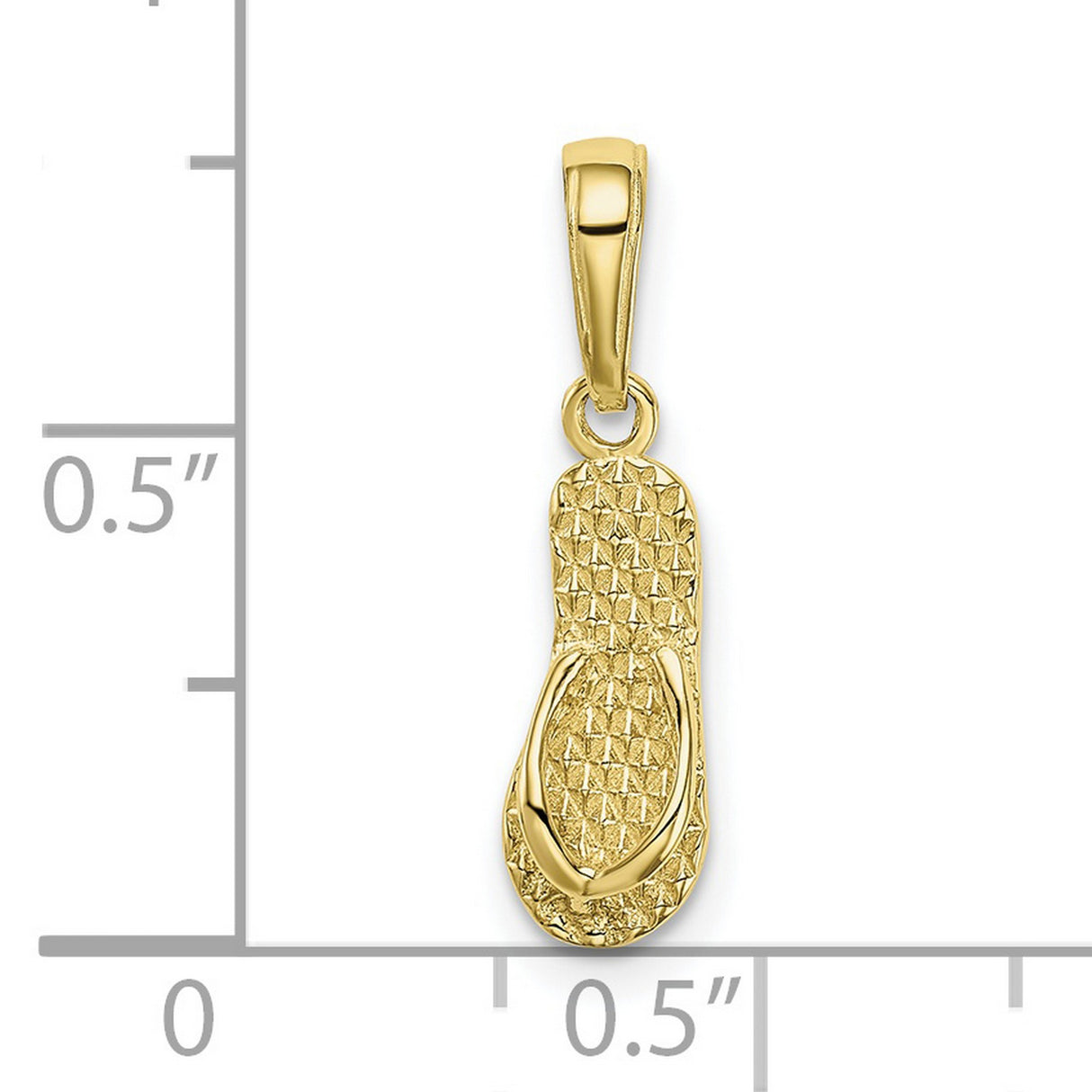 10k Yellow Gold Flip Flop Pendant with Textured Sandal Design, Tropical Beach Charm for Women