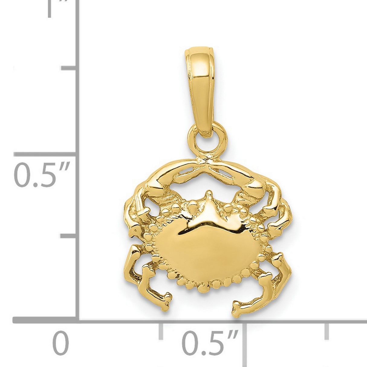 10k Yellow Gold Crab Pendant, Cancer Zodiac Symbol, Nautical Celestial Charm