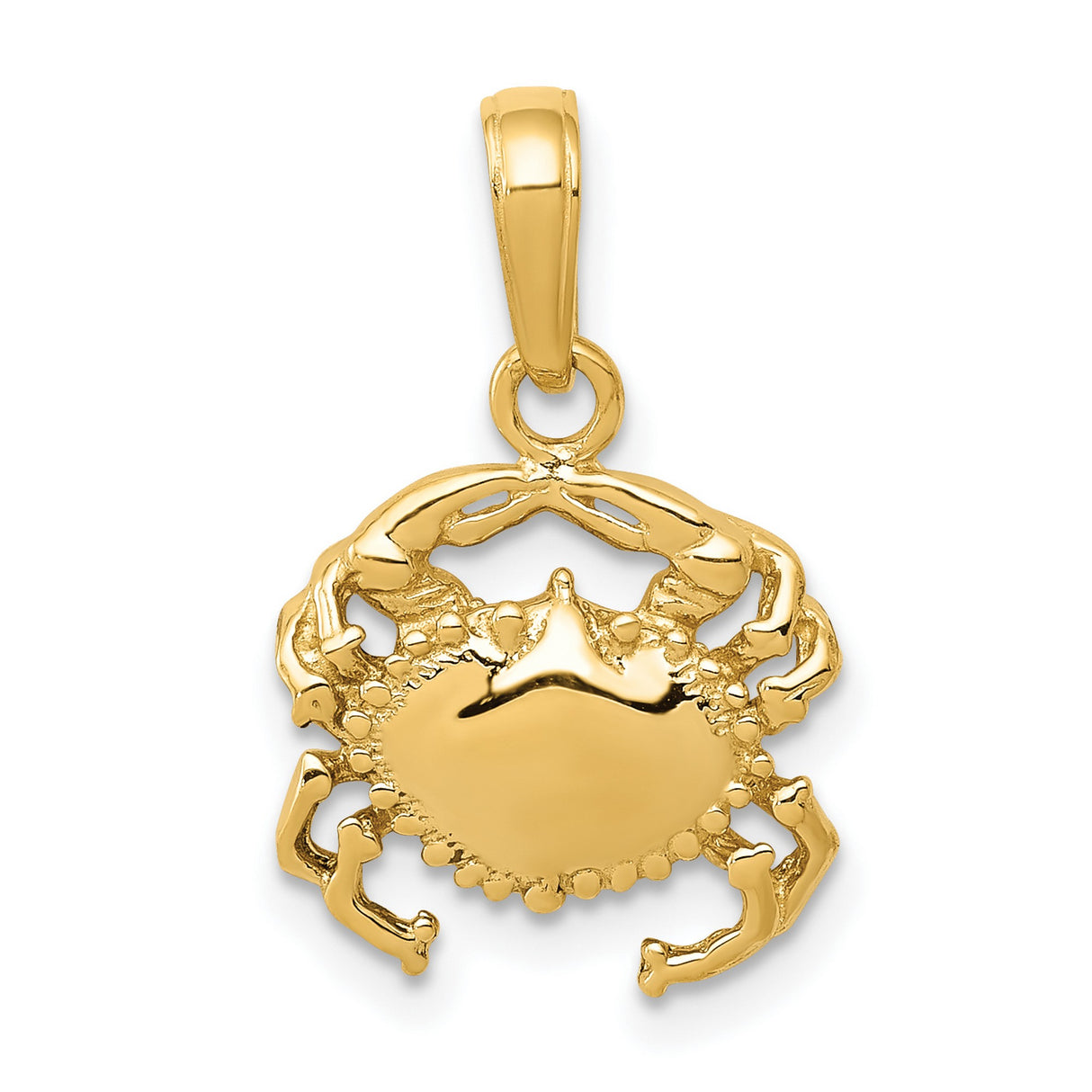 10k Yellow Gold Crab Pendant, Cancer Zodiac Symbol, Nautical Celestial Charm