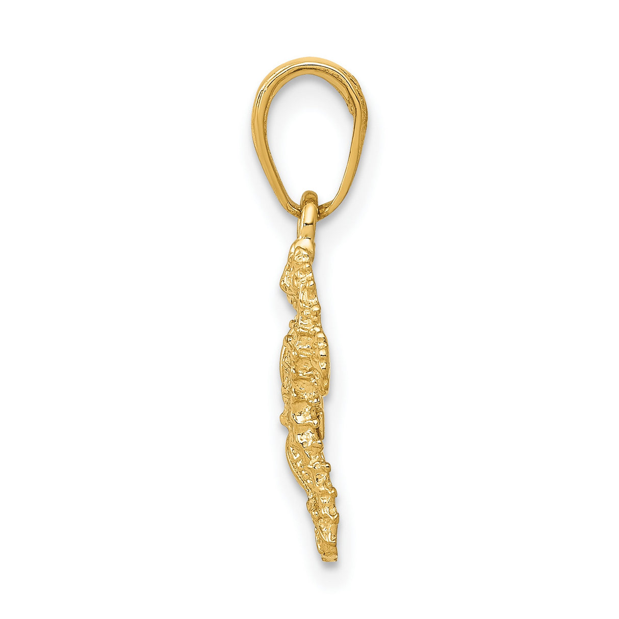 10k Yellow Gold Pendant, Seahorse and Starfish Nautical Charm, Coastal Ocean Theme