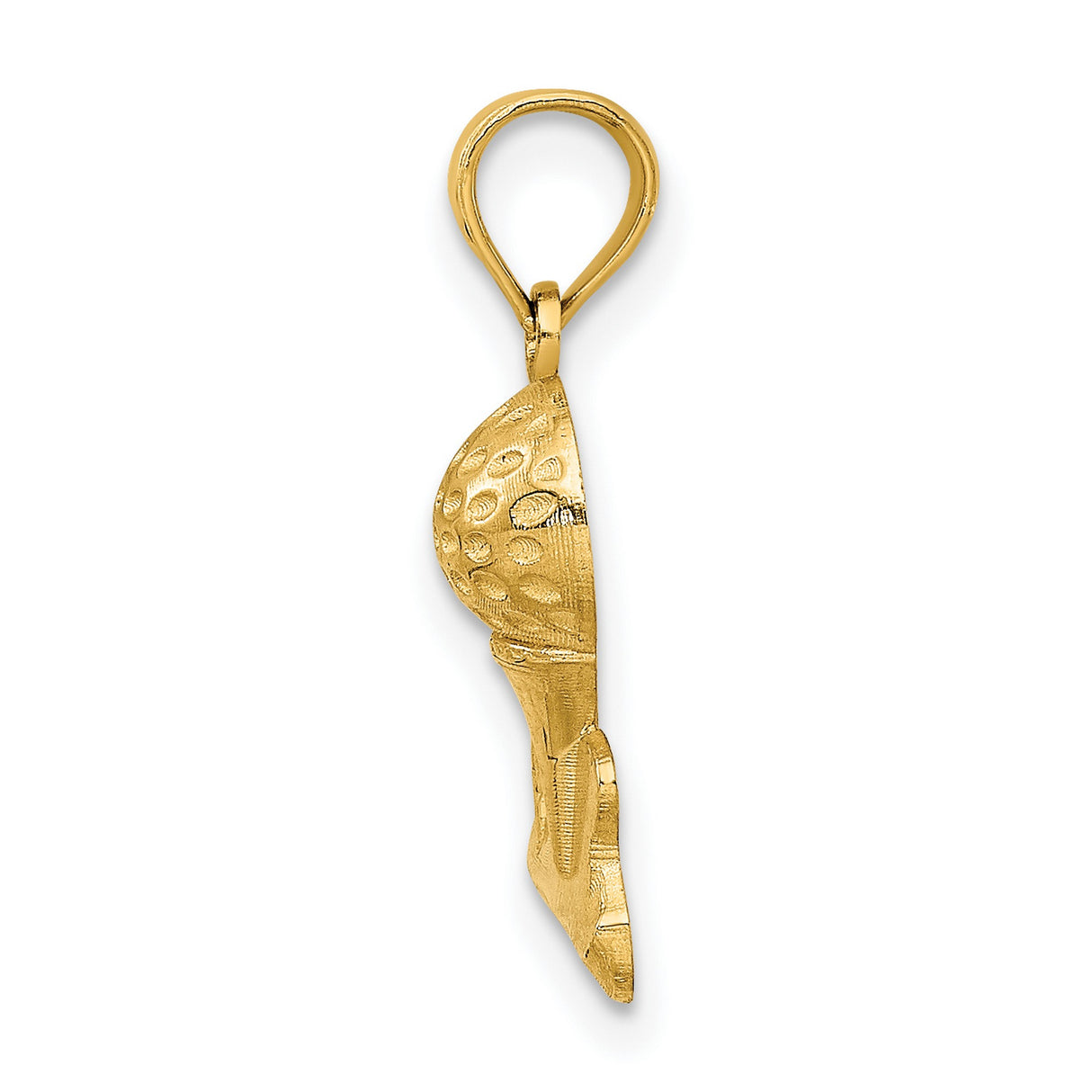 10k Yellow Gold Golf Pendant with Ball on Tee and Flag Detail, Unisex Sports Charm