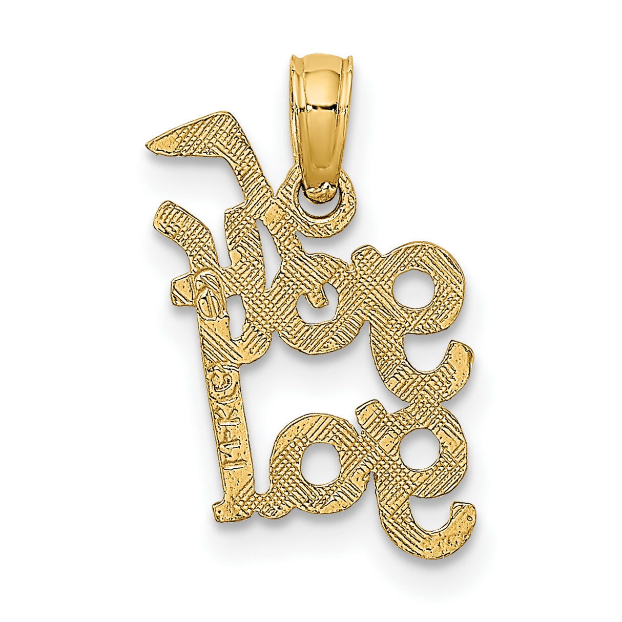 10k Yellow Gold Golf Gal Pendant with Script Text and Club Motif for Women