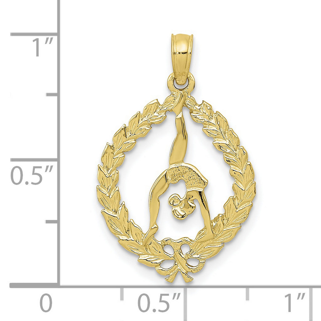 10k Yellow Gold Gymnast Pendant with Laurel Wreath and Handstand Pose Charm