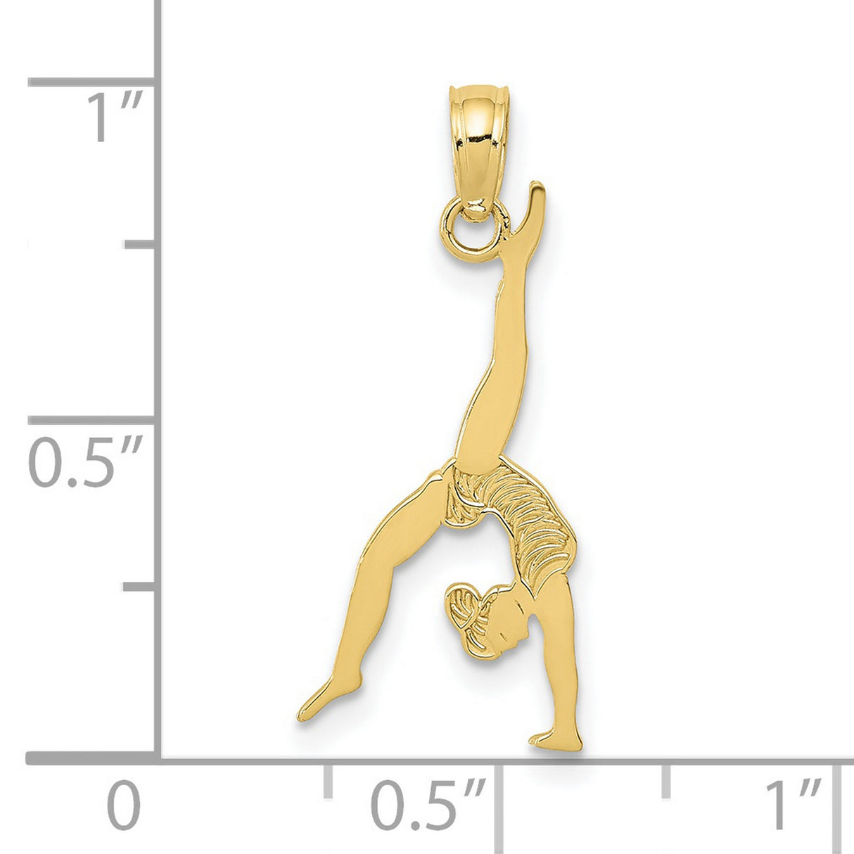 10k Yellow Gold Gymnast Pendant with Female Handstand Pose, Athletic Charm for Women