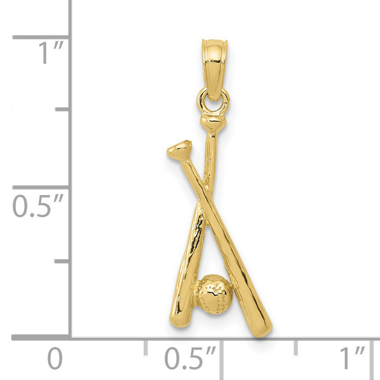 10k Yellow Gold Baseball Pendant with Crossed Bats and Ball, Sports Charm for Men or Women
