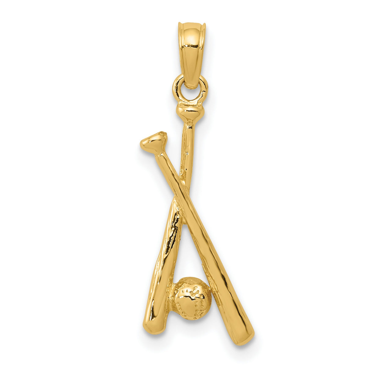 10k Yellow Gold Baseball Pendant with Crossed Bats and Ball, Sports Charm for Men or Women