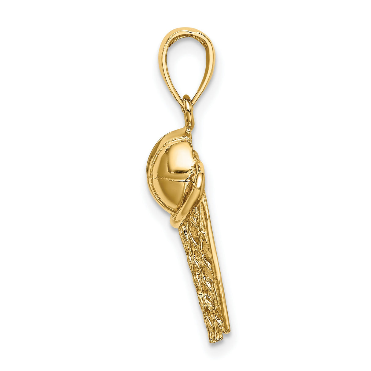 10k Yellow Gold Basketball Pendant, Ball and Hoop Sports Charm for Men or Unisex Wear