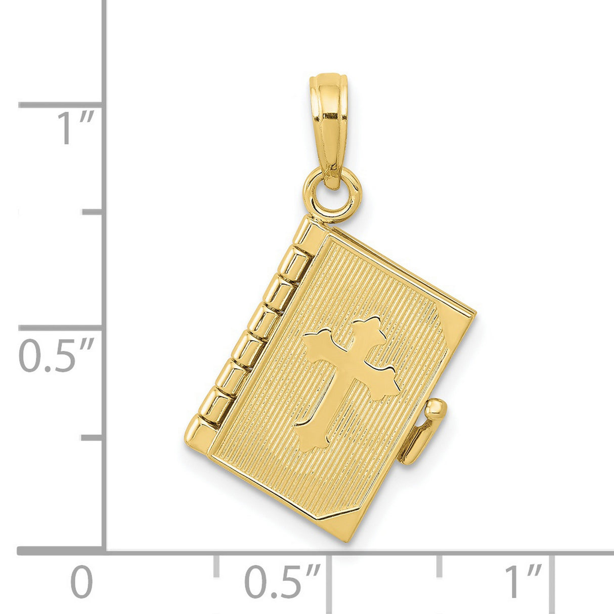 10k Yellow Gold Bible Locket Pendant with Raised Christian Cross Design