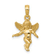 10k Yellow Gold Cherub Angel Pendant with Winged Infant Design, Religious Charm
