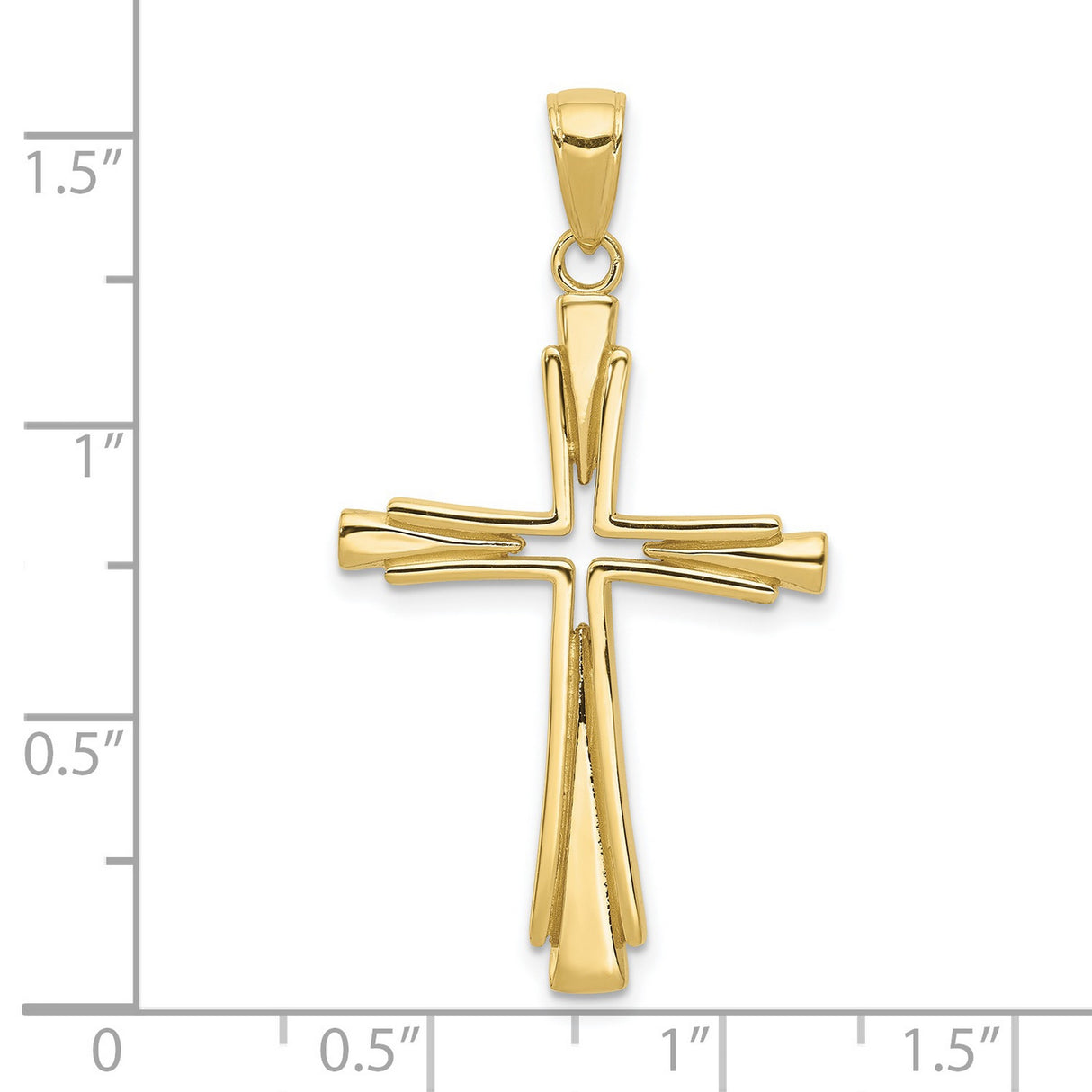 10k Yellow Gold Cross Pendant with Polished Dimensional Design for Men and Women