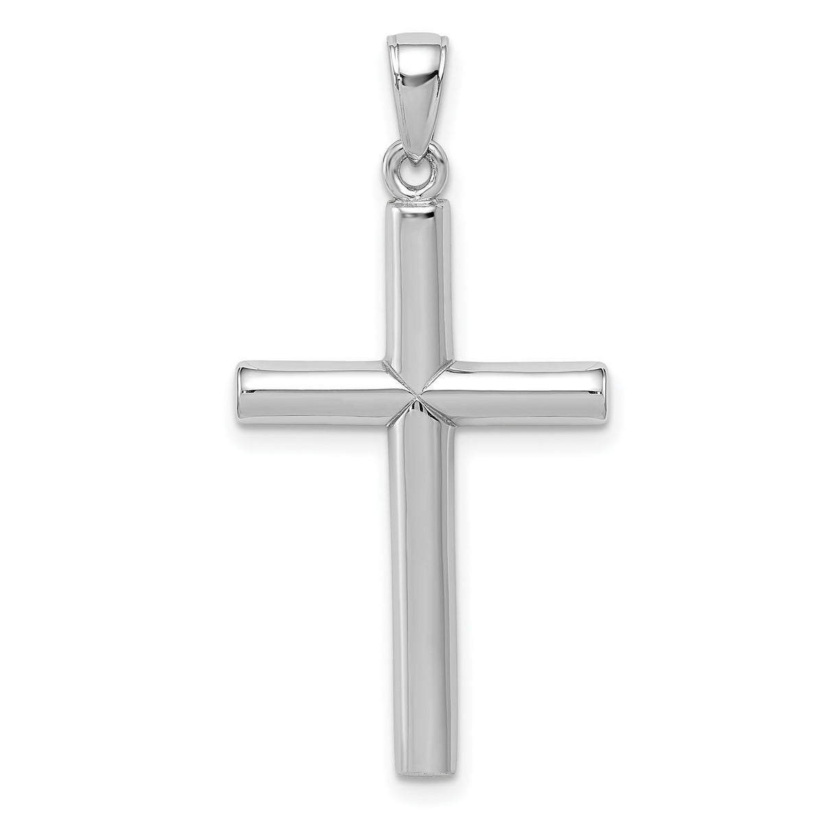 10k White Gold Cross Pendant with Minimalist Polished Design for Men and Women
