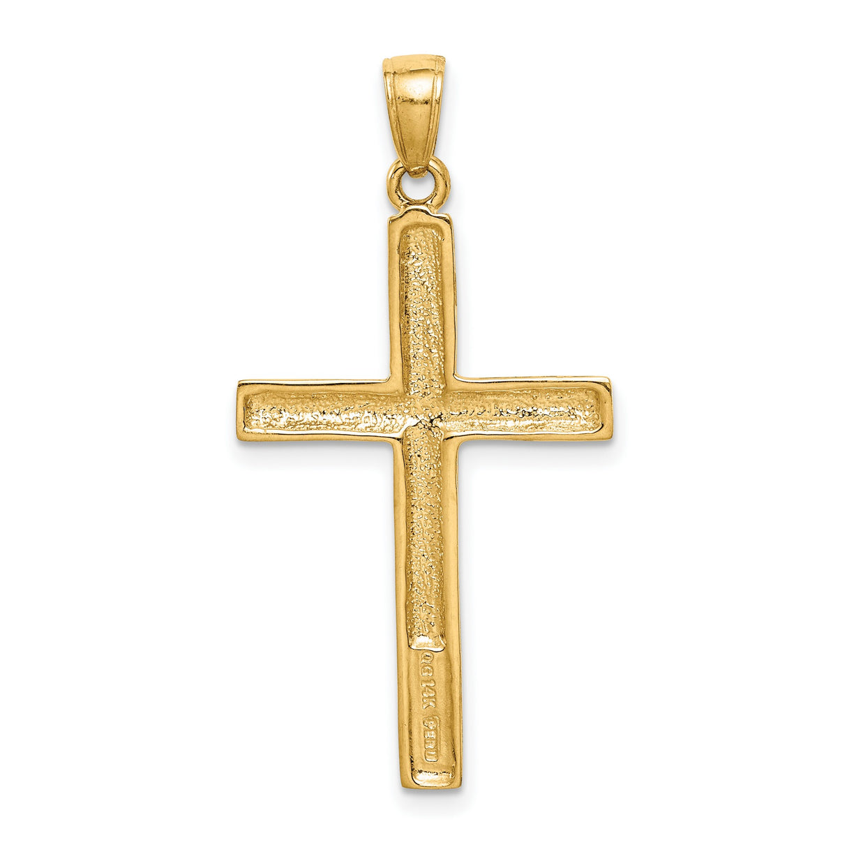 10k Yellow Gold Cross Pendant with Beveled Latin Design, High Polish Finish, Religious Jewelry