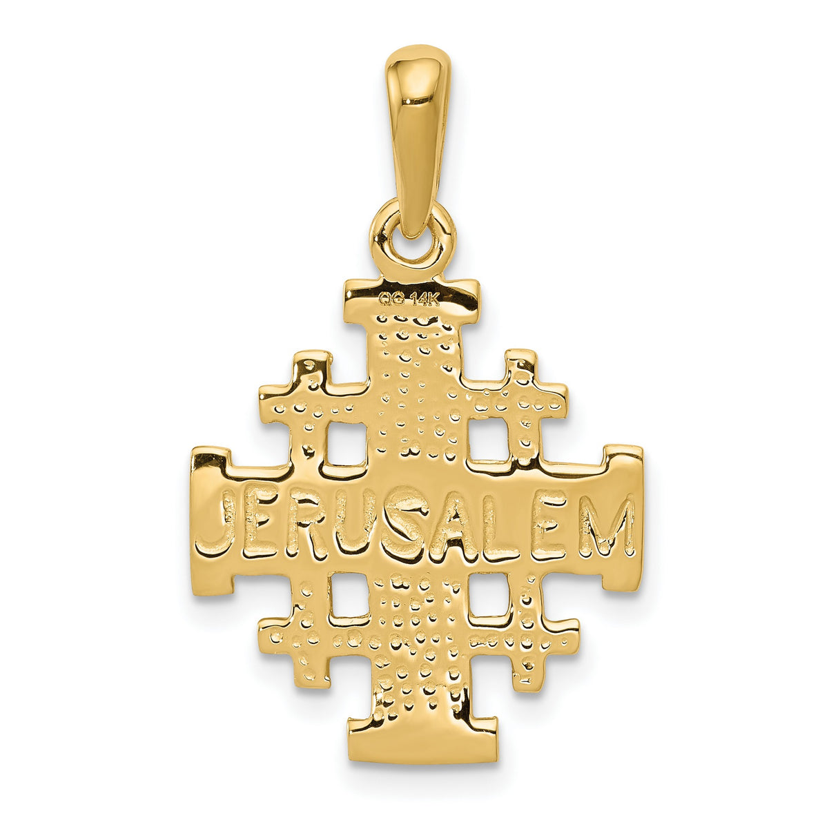 10k Yellow Gold Jerusalem Cross Pendant with Flared Arms and Mirror Finish