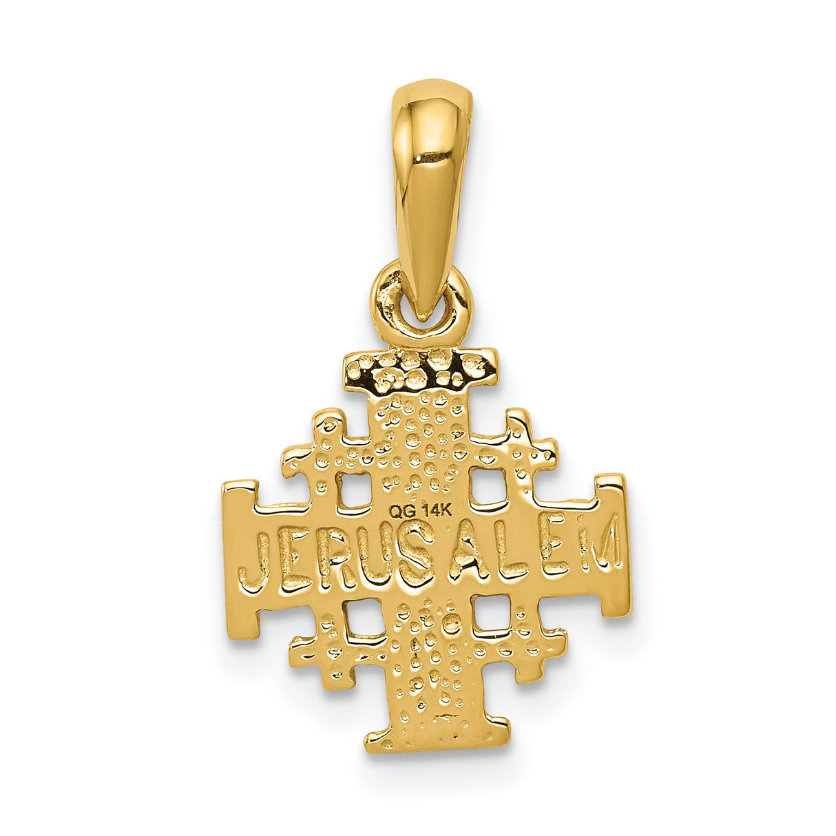 10k Yellow Gold Jerusalem Cross Pendant, Textured Religious Charm for Men and Women