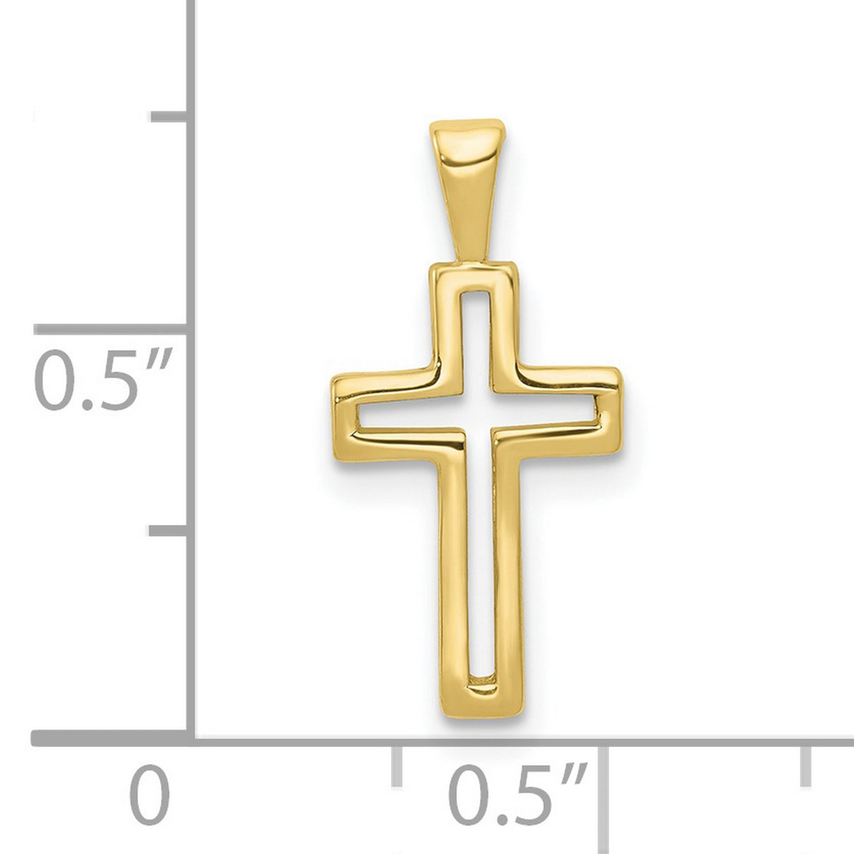 10k Yellow Gold Cross Pendant, Openwork Modern Design, Polished Finish for Men and Women