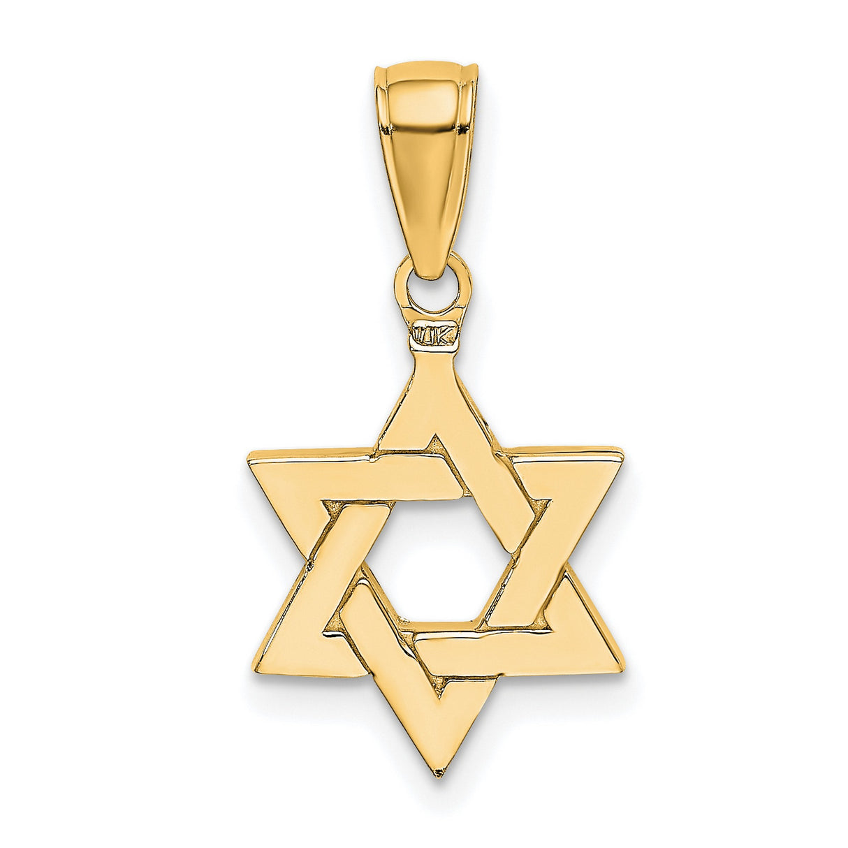 10k Yellow Gold Star of David Pendant with Interlocking Triangle Design