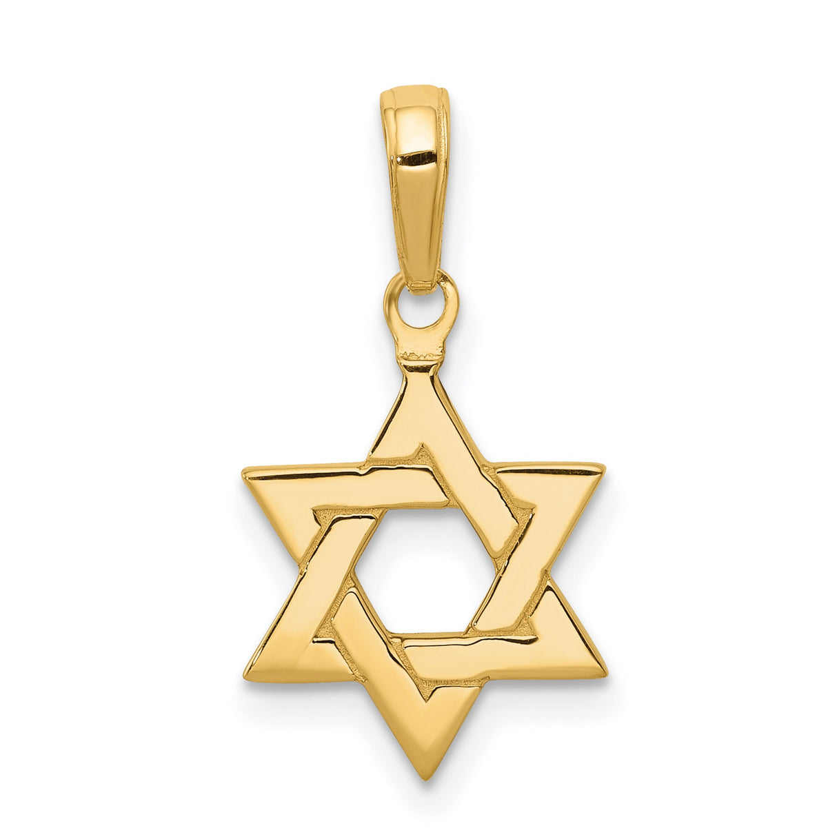 10k Yellow Gold Star of David Pendant with Interlocking Triangle Design