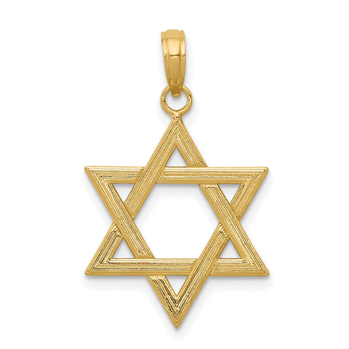 10k Yellow Gold Star of David Pendant, Textured Jewish Symbol, Unisex Judaica Charm