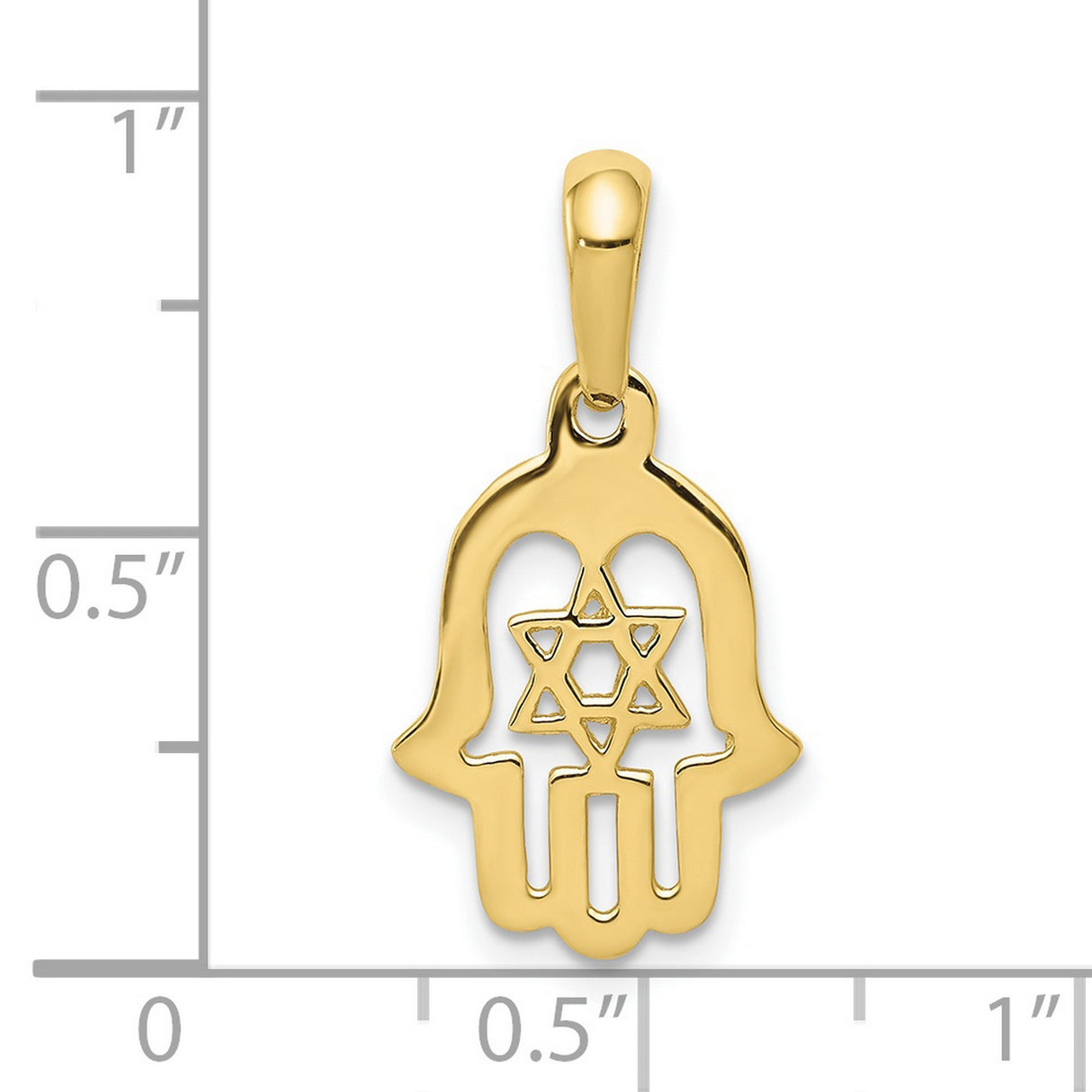 10k Yellow Gold Hamsa Pendant with Star of David, Jewish Religious Symbol for Faith and Protection