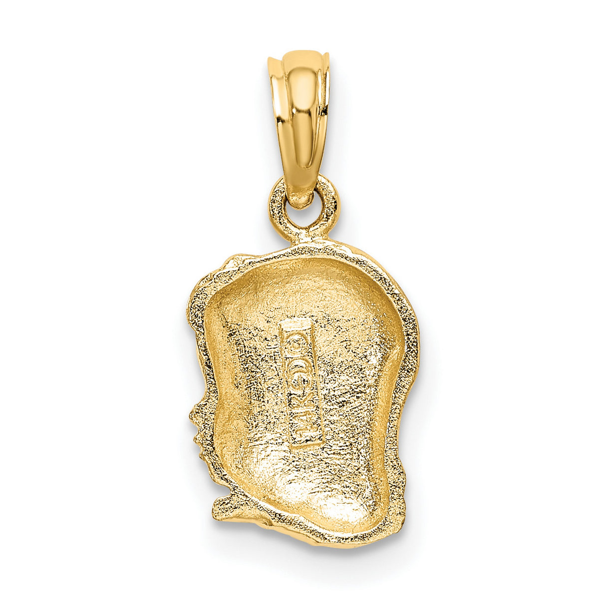 10k Yellow Gold Girl Pendant, Side Profile Charm with Bow, Sentimental Family Keepsake Jewelry